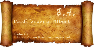 Balázsovits Albert névjegykártya